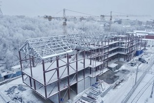 На строительстве Пермской галереи смонтировано больше 1500 тонн металлоконструкций