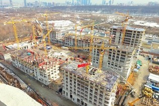 Dynamics of construction of the residential complex «Ostrov» in Moscow in March