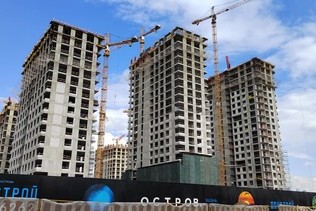 Dynamics of construction of the fifth quarter of the residential complex «Ostrov» in Moscow in May