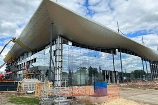 Facade works in the new airport Voronezh were completed by 60%