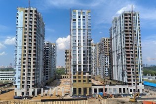 Dynamics of construction of the 5th quarter of the residential complex «Ostrov» in July